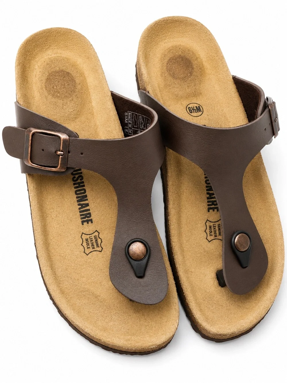 Cushionaire Leah Brown Cork Footbed Toe Loop Sandals Women’s Size 6.5M Comfort